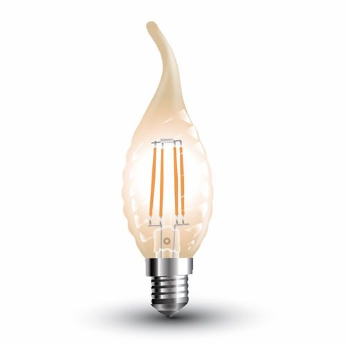 LED Bulb - 4W Filament E14 Kerze extra-warmweiss, amber gold, Windstoß geschwungen